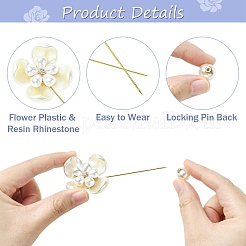 6Pcs 6 Styles Flower Plastic & Resin Rhinestone Brooches&nbsp;JEWB-CJ0003-39