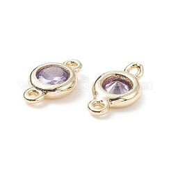 Brass Pave Cubic Zirconia Connector Charms&nbsp;LS-KK-TAC0015-01G-08