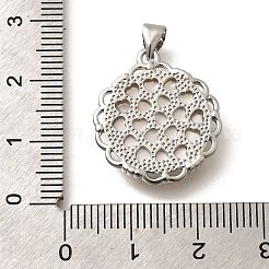真鍮と天然貝の彫刻ペンダント  ラックめっき  フラットラウンド  プラチナ  22x19.5x3.5mm  穴：3x4mm&nbsp;KK-Z091-05P-03