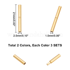 6セット2スタイル304ステンレススチールバヨネットクラスプ  イオンプレーティング（ip）  コラム  ミックスカラー  21x2.5mm  穴：1.5mm&nbsp;STAS-UN0020-71