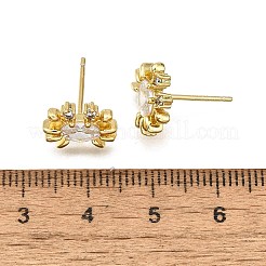 Brass Micro Pave Clear Cubic Zirconia Stud Earrings&nbsp;EJEW-H157-03G-02