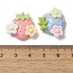 樹脂デコデンカボション  花とイチゴ  ミックスカラー  20.5x22x7mm&nbsp;RESI-Q231-05
