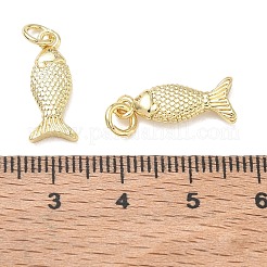 ラックメッキ真鍮チャーム  魚のチャーム  丸カン付き  カドミウムフリー＆鉛フリー  長持ちメッキ  18KGP本金メッキ  18x7.5x3mm  穴：3.5mm&nbsp;KK-CBAB1AF-11G
