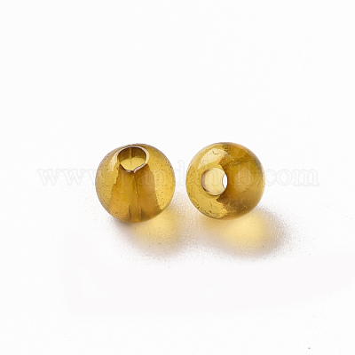 透明なアクリルビーズ  ラウンド  ゴールデンロッド  6x5mm  穴：1.8mm  約4400個/500g&nbsp;MACR-S370-A6mm-737-1