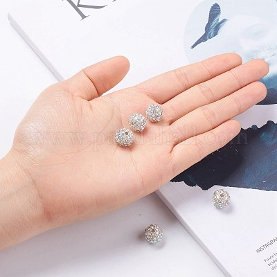合金ラインストーンビーズ  グレードA  ラウンド  銀色のメッキ  クリスタルAB  10mm  穴：2mm&nbsp;RB-A034-10mm-A28S-1