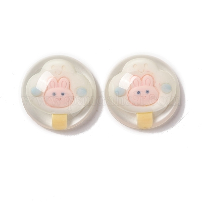 クリア樹脂カボション  アイスクリーム模様の半円形  ホワイト  24.5x9.5mm&nbsp;RESI-G034-B09-1