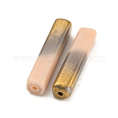 電気メッキガラスビーズ  多面カット  長方形  桃パフ  19.5~20x4x4mm  穴：1mm&nbsp;LS-GLAA-D024-02C-1