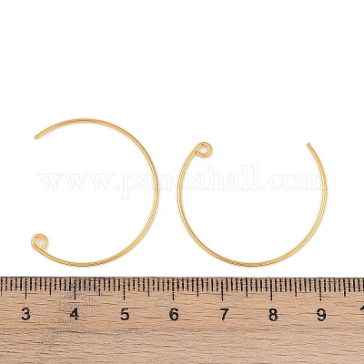 真鍮のピアスフック  C形  ライトゴールド  31x26x0.9mm  穴：1.9mm&nbsp;KK-C069-01KCG-1