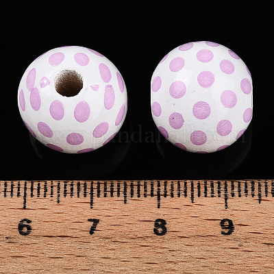 イースターテーマのプリントウッドビーズ  ラウンド  プラム  14.5~15x15.5~16.5mm  穴：4~4.5mm&nbsp;WOOD-T032-22J-1