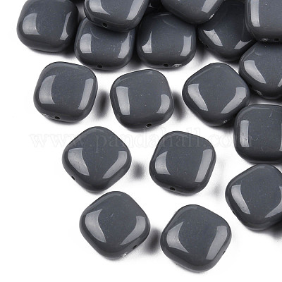 不透明なアクリルビーズ  正方形  グレー  15x15x7.5mm  穴：1.2mm  約375個/500g&nbsp;MACR-S373-147-A03-1