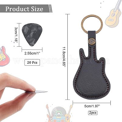 プラスチック製ギターピック10個 2 個の pu レザーギターキーホルダー