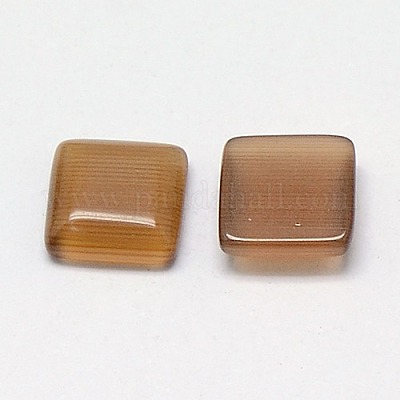 キャッツアイカボション  正方形  サドルブラウン  10x10x2.5mm&nbsp;CE-J006-10x10mm-26-1