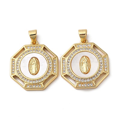 Brass Micro Pave Cubic Zirconia Pendants&nbsp;KK-D057-06G-1