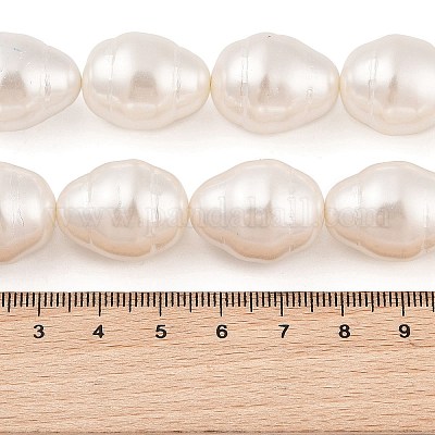シェルパールビーズ連売り  ヘルミックス付きティアドロップ  ホワイト  22~23x17~18mm  穴：1mm  約17個/連  15.15インチ&nbsp;BSHE-L035-A02-1
