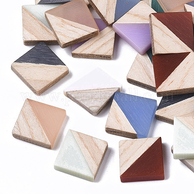 Resin & Wood Two Tone Cabochons&nbsp;RESI-R425-03-1