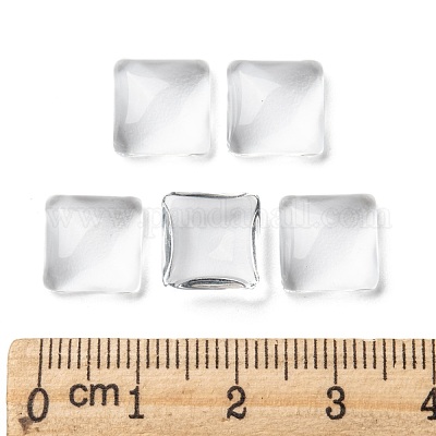 無色透明ガラスの正方形のカボション  10x4mm&nbsp;GGLA-A001-10mm-1
