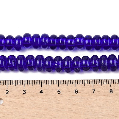 手作りランプワークビーズ  フラットラウンド  ブルー  10x5.5mm  穴：2mm&nbsp;LAMP-Q004-02A-1