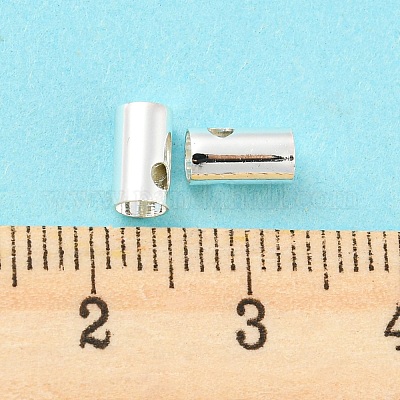 メッキ真鍮コードの端をラック  コラム  銀  6.8x3.7mm  穴：1.6mm.&nbsp;KK-H449-11S-1