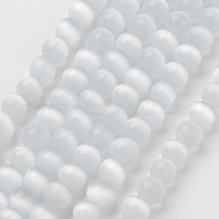 キャッツアイビーズ  ラウンド  ホワイト  12mm  穴：1.5mm  約32個/連  14.5インチ&nbsp;CER12mm01-1