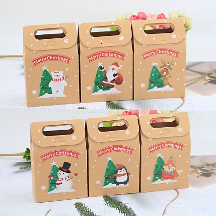 24Pcs 6 Style Rectangle Paper Bakery Bakery Boxes with Handle BAKE-PW0007-139-1