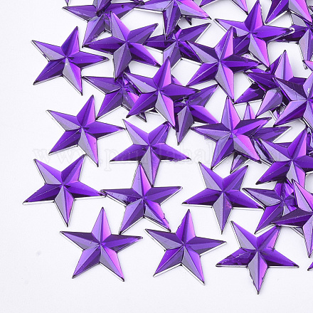 プラスチックカボション  スター  青紫色  13x14x1.5mm  約2000個/袋&nbsp;KY-T012-02H-1