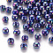 Opaque Acrylic Beads, AB Color Plated, Round, Indigo, 8x7mm, Hole: 2mm, about 1745pcs/500g