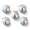 Flat Round Sew on Rhinestone, Multi-strand Links, Glass Rhinestone, with Stainless Steel Prong Settings, Garments Accessories, Faceted, Clear AB, 8x6.5mm, Hole: 1.4mm
