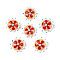 Handmade Lampwork Beads, Bumpy Flat Round with Flower, Sandy Brown, 18.5~20x10~11mm, Hole: 1mm