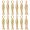 12Pcs Brass Pendants, Fish, Real 18K Gold Plated, 21x5.5x3mm, Hole: 2.5mm