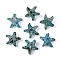 Picasso Transparent Glass Beads, Starfish, Dark Turquoise, 14.5~15x16x8.5~9mm, Hole: 1~1.1mm, about 375pcs/pound