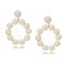 Raffia Stud Dangle Earrings, Ring, White, 60x50mm