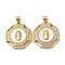 Brass Micro Pave Cubic Zirconia Pendants, Cadmium Free & Lead Free, with Shell, Flat Round with Saint, Real 18K Gold Plated, 23x20x3mm, Hole: 4x3.5mm