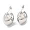 Rack Plating Brass Arch Stud Earrings, Platinum, 22x17.5mm