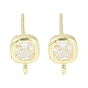 Brass Pave Clear Cubic Zirconia Stud Earring Findings&nbsp;KK-F875-01G-1