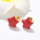 真鍮製スタンドピアス  エナメル  ラックめっき  長持ちメッキ  鉛フリー＆カドミウムフリー  スター  レッド  11x12mm&nbsp;EJEW-F359-07G-1