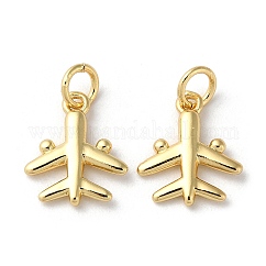 Brass Charm, with Jump Ring, Long-Lasting Plated, Lead Free & Cadmium Free, Airplane Charm, Real 18K Gold Plated, 14.5x11.5x2.5mm
