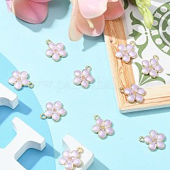 ライトゴールドメッキ合金エナメルペンダント10個。  花  カドミウムフリー＆鉛フリー  暗い蘭  17x14.5x1.5mm  穴：1.6mm&nbsp;ENAM-YW0002-15A