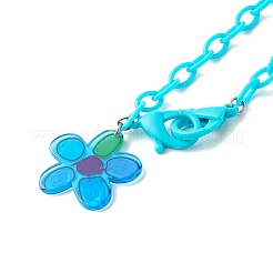 Transparent Acrylic Flower Pendants Necklaces&nbsp;NJEW-JN03521-04