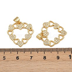 真鍮製マイクロパヴェキュービックジルコニアペンダント  ハート  16KGP本金メッキ  20x20.5x2mm  穴：3x4mm&nbsp;ZIRC-I367-12G-08