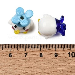 手作りランプワークビーズ  ひよこと花  ミックスカラー  17x17x14mm  穴：2mm&nbsp;LAMP-Z024-01