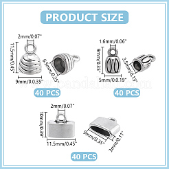 120Pcs 3 Styles Alloy Cord Ends&nbsp;FIND-WR0013-12