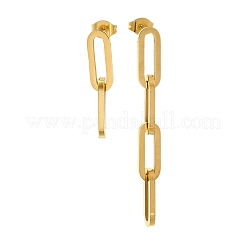 女性用304ステンレススチールダングルスタッドピアス  316ステンレススチールピン付き  イオンプレーティング（ip）  チェーンチャーム  ゴールドカラー  25~50x5.5mm&nbsp;EJEW-C096-15G-01