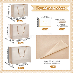 20Pcs 3 Styles Paper Gift Tote Bags with Polyester Gold Ribbon&nbsp;ABAG-WA0001-36C