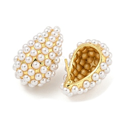 Rack Plating Brass & ABS Plastic Imitation Pearl Stud Earrings&nbsp;EJEW-N055-03D-G-RS
