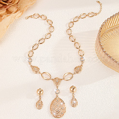 Alloy Rhinestone Teardrop Stud Earrings & Pendant Necklaces Sets&nbsp;WG8A7F2-01