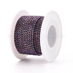 鉄ラインストーンカップチェーン  スプールで  カラフル  2x2x2mm  約29.99フィート（9.14m）/ロール&nbsp;CH-T006-05B-04-01