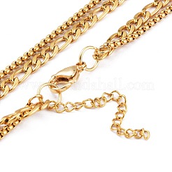 304 Stainless Steel Double Layer Necklaces&nbsp;NJEW-M181-24G