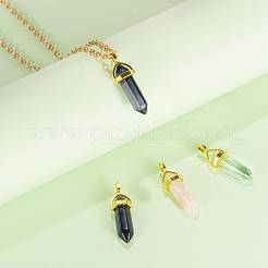 3個3色ガラス先のとがったペンダント  合金のパーツと  ゴールドカラー  弾丸  ミックスカラー  37~40x12.5x10mm  穴：3x4.5mm  1個/カラー&nbsp;GLAA-FS0001-03