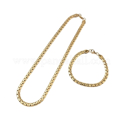 304ステンレススチール製ベネチアンチェーンネックレス＆ブレスレットセット  イオンプレーティング（ip）  18KGP本金メッキ  460mm&nbsp;SJEW-D091-12G