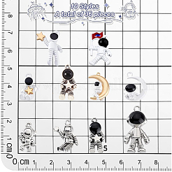 36本10スタイルアロイペンダント  宇宙飛行士のチャームが付いた月  ミックスカラー  17.2~32x9~17x4~11.5mm  穴：1.2~2.5mm&nbsp;FIND-PH0023-35
